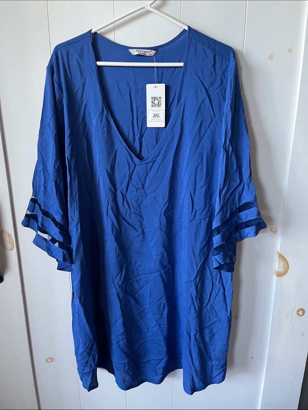Lou & Grey Women's V-Neck Ruffle Sleeve Top - Royal Blue
